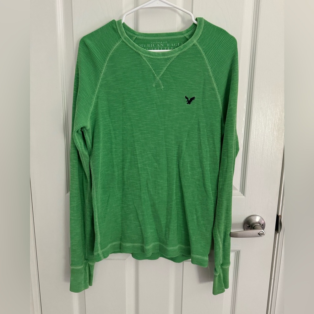 American Eagle Men’s Thermal Long Sleeve Shirt, Green, Size S, Vintage Fit